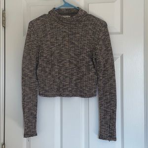 Brown/tan high neck cropped sweater